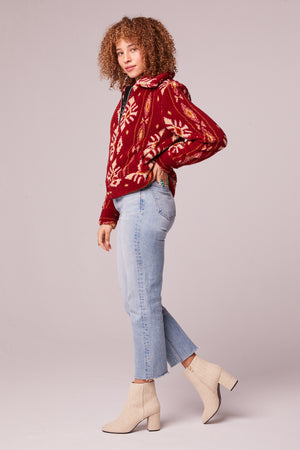 Melrose Garnet Vegan Shearling Printed Jacket Side