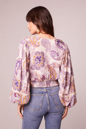 Mirabelle Purple Paisley Lace Crop Top