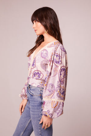 Mirabelle Purple Paisley Lace Crop Top