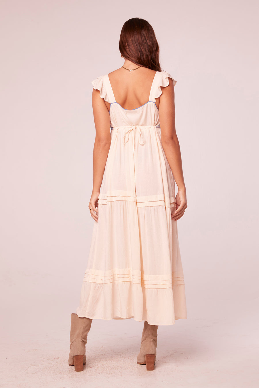 Navya Ecru and Blue Embroidered Maxi Dress