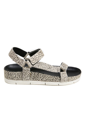 Newport Black and White Cowhair Sandal Side