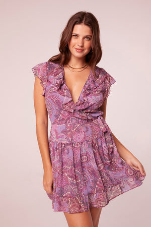 Nitara Lavender Paisley Mini Dress