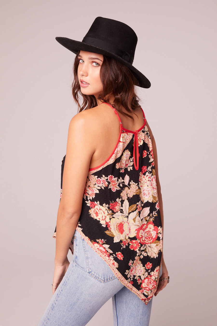 Once In A Lifetime Black Floral Handkerchief Top Master