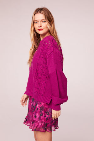 Olivia Fuchsia Pullover Dot Sweater