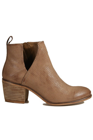 Oslo Tan Snake Effect Leather Boot Side