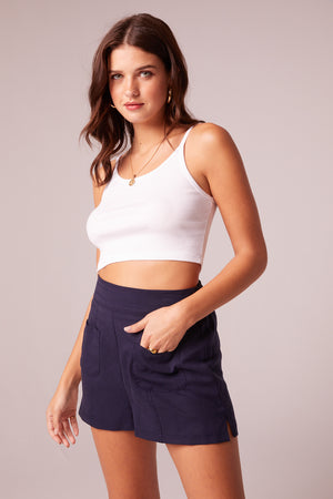 Percy Navy High Waisted Shorts