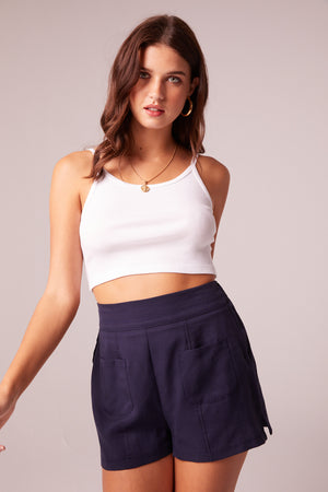 Percy Navy High Waisted Shorts