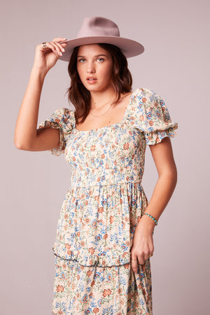 Peonia Cream Ditsy Floral Maxi Dress