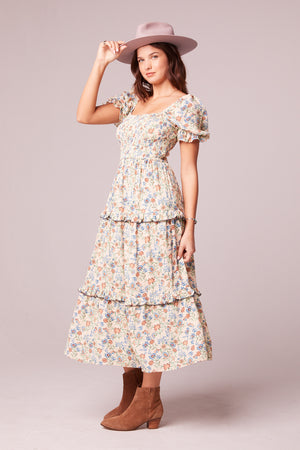Peonia Cream Ditsy Floral Maxi Dress