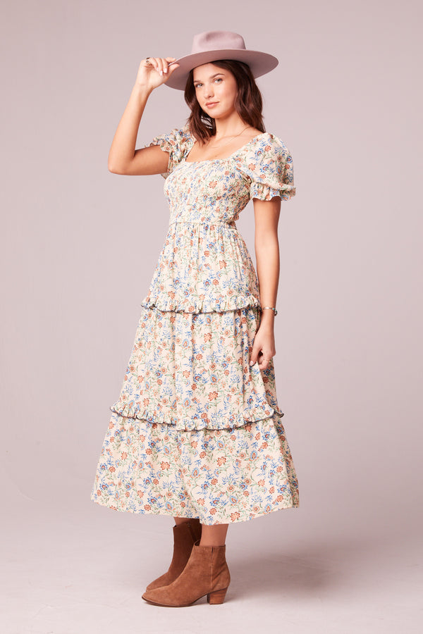 Peonia Cream Ditsy Floral Maxi Dress