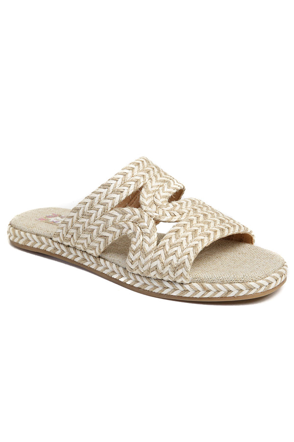 Playa Vegan White Natural Braided Slide Sandal Master