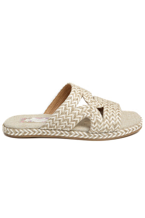 Playa Vegan White Natural Braided Slide Sandal Side
