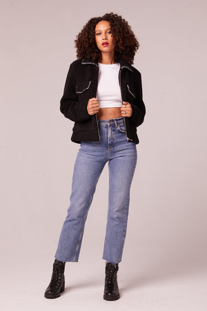 Polaris Black Contrast Stitch Jacket Detail
