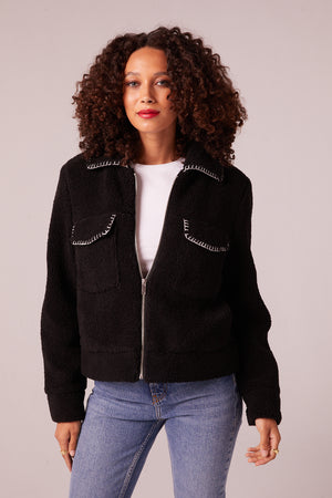Polaris Black Contrast Stitch Jacket Front