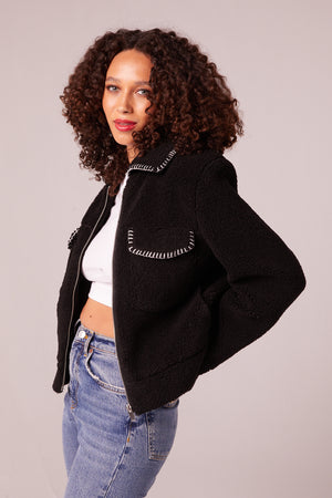 Polaris Black Contrast Stitch Jacket Side