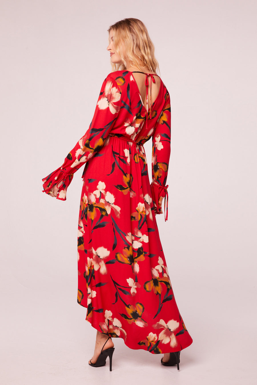 Polly Red Floral Wrap Maxi Dress