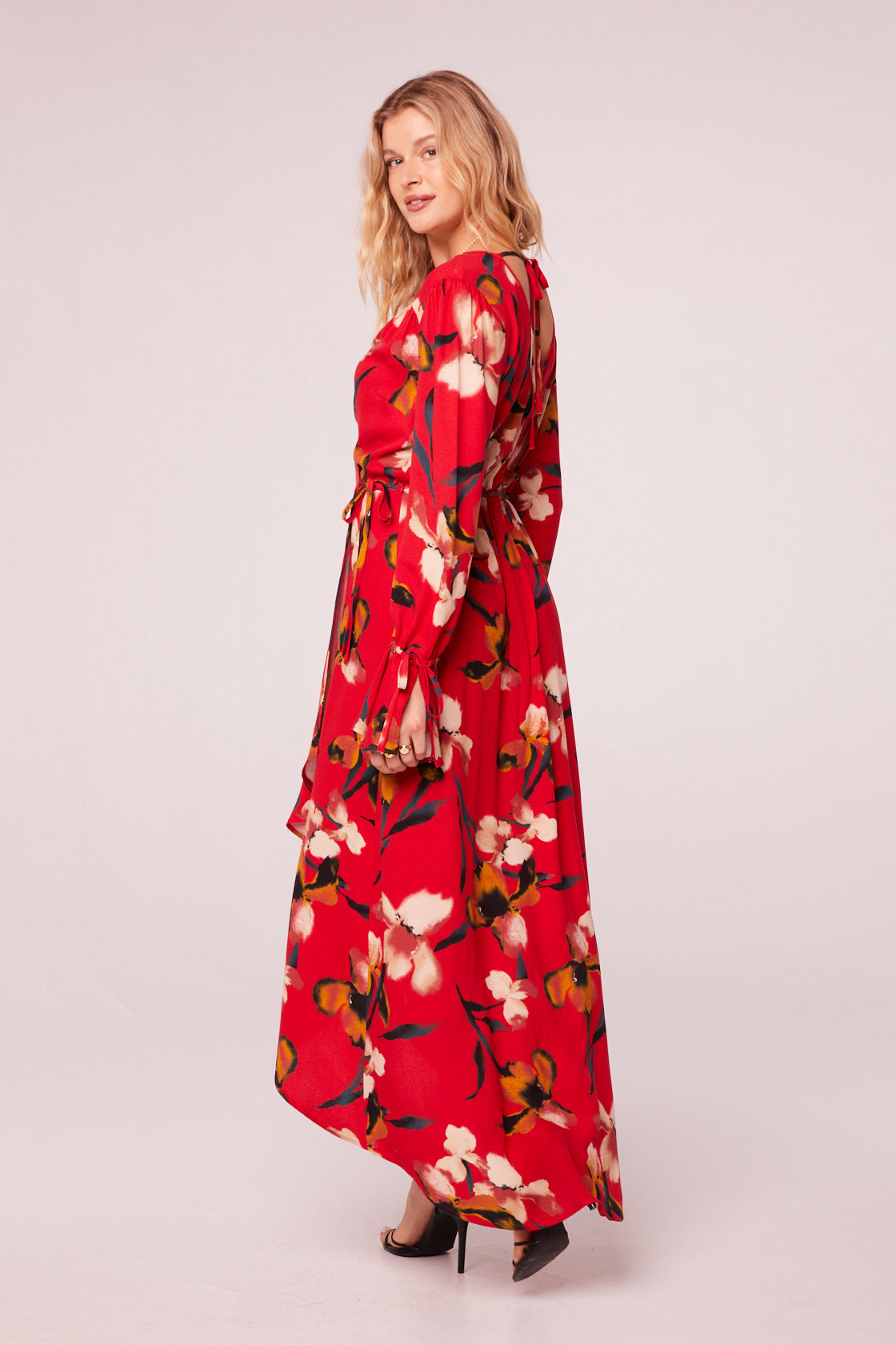Polly Red Floral Wrap Maxi Dress
