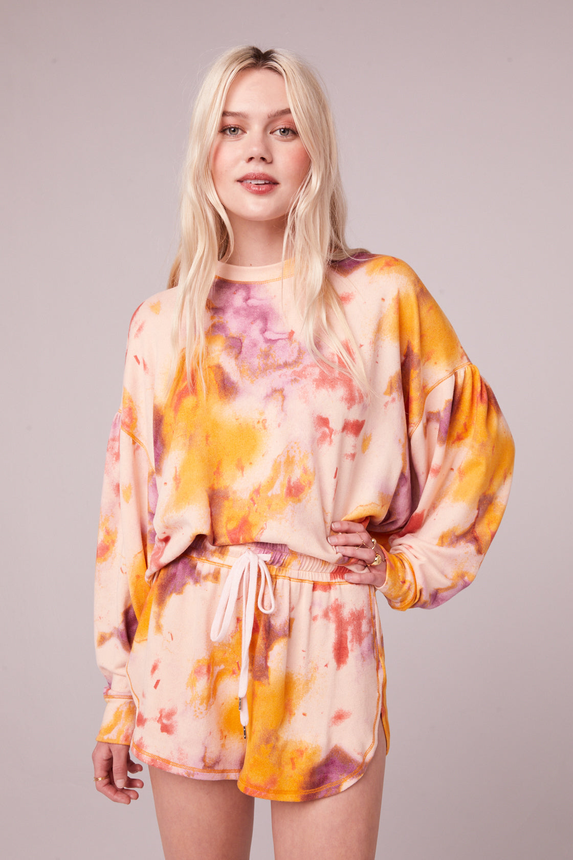 Prato Cream Tie Dye Shorts Front