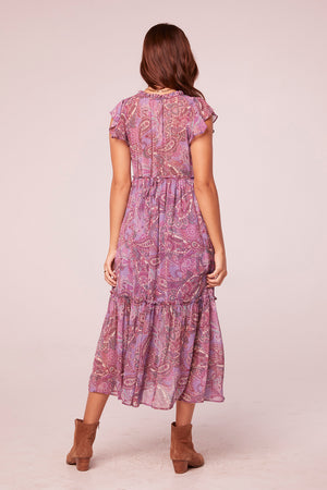 Priyanka Lavender Paisley Midi Dress
