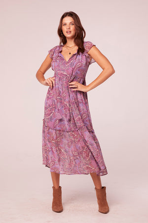 Priyanka Lavender Paisley Midi Dress