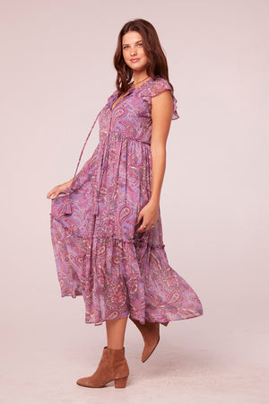 Priyanka Lavender Paisley Midi Dress