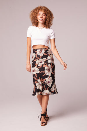 Rho Black Floral Slip Skirt Master