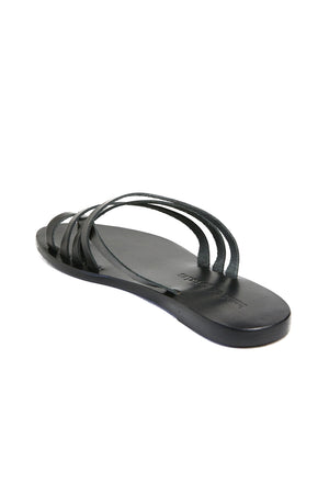 Rose Black Leather Strappy Sandal Back