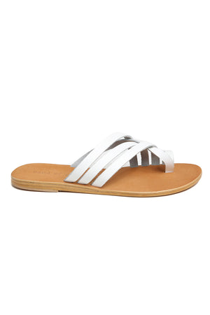 Rose White Leather Strappy Sandal Side