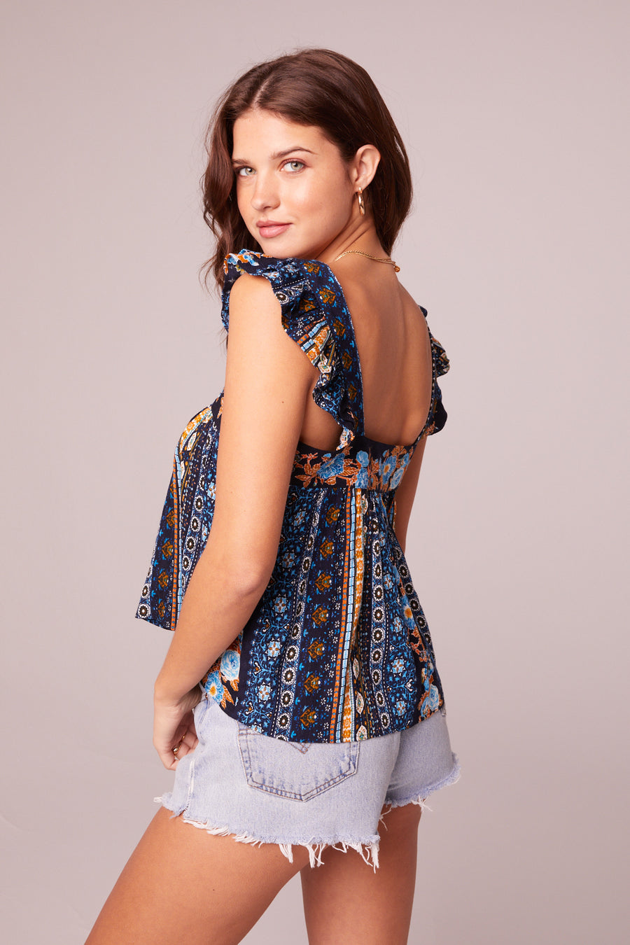 Sleepless Nights Navy Stripe Print Top