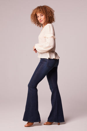 Sandy Cream Ruffle Long Sleeve Top Side
