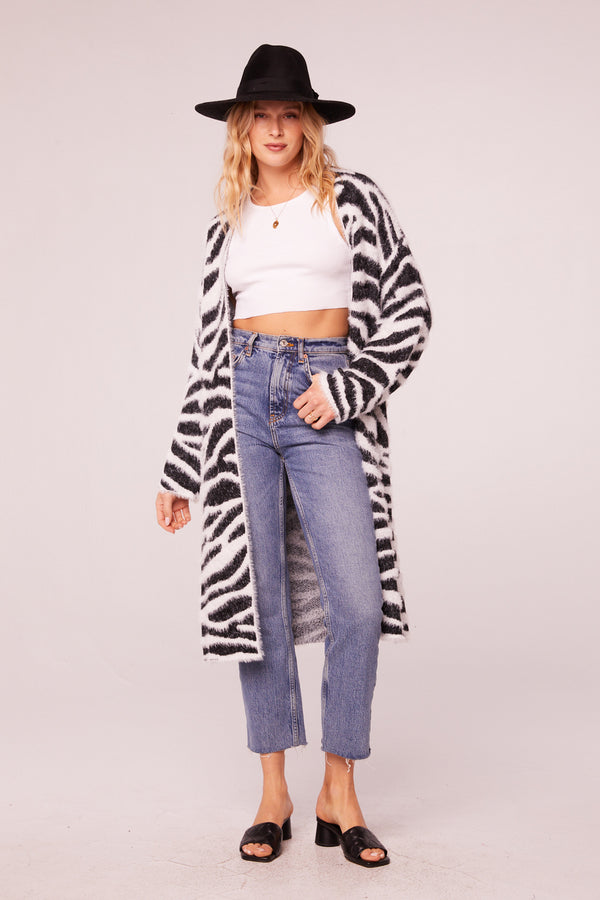 Set Me Free Zebra Longline Cardigan