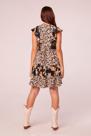 Shila Black Mixed Floral Mini Dress