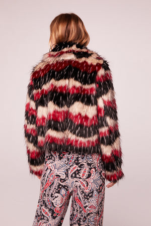 Silver Spring Multi Striped Faux Fur Jacket