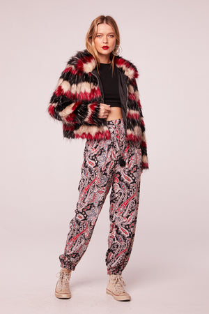 Silver Spring Multi Striped Faux Fur Jacket
