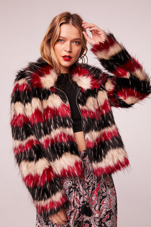 Silver Spring Multi Striped Faux Fur Jacket