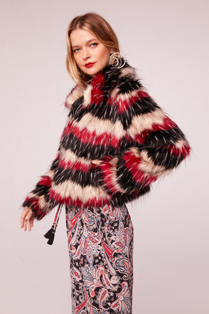 Silver Spring Multi Striped Faux Fur Jacket