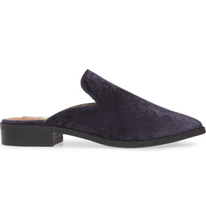 Skipper Midnight Blue Velvet Loafer Mule Side