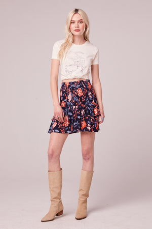Sori Navy Floral Smocked Mini Skirt Master