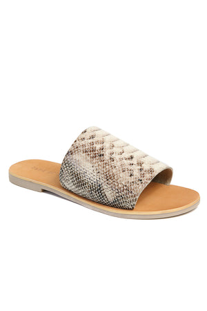 Speedway Beige Snakeskin Slide Sandal Front