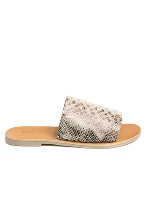 Speedway Beige Snakeskin Slide Sandal Side