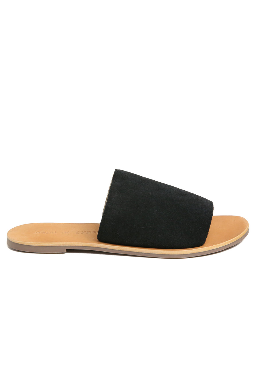 Speedway Black Suede Slide Sandal Front