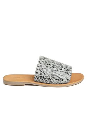 Speedway Black and White Snakeskin Slide Sandal Side