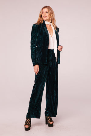 Splendora Pine Crushed Velvet High Waisted Pants