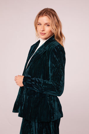 Sweet Sensation Pine Crushed Velvet Blazer