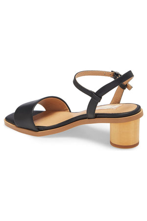 Topanga Black Vegan Leather Block Heel Sandal Back