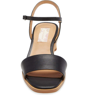 Topanga Black Vegan Leather Block Heel Sandal Front