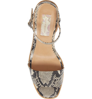  Topanga Snake Vegan Leather Block Heel Sandal Top