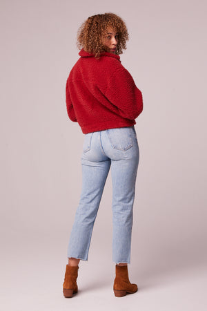 Vail Garnet Teddy Button Up Jacket Back