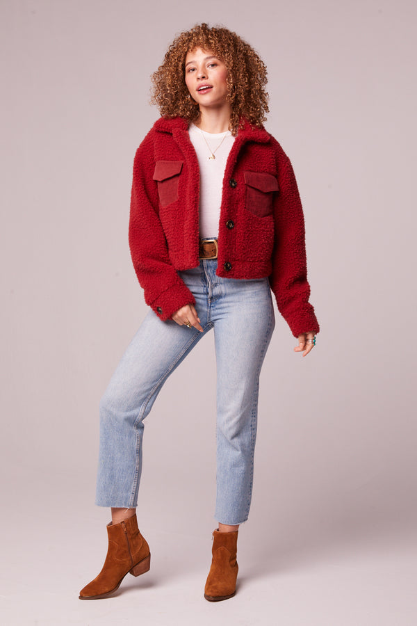 Vail Garnet Teddy Button Up Jacket