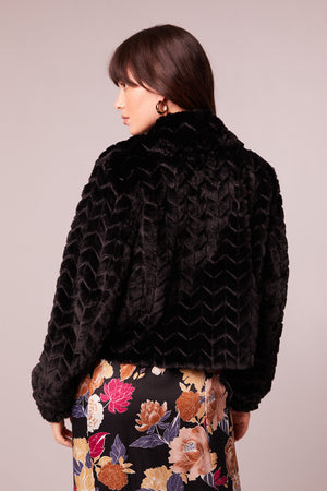 Val Black Faux Fur Chevron Jacket